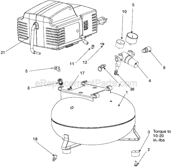 Page A Diagram and Parts List for C2001-WK Type 0 Porter Cable Compressor